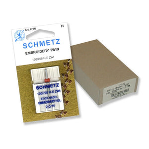 75/2.0 Schmetz Twin Embroidery Needle in a 1 Pack
