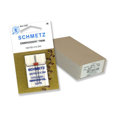 75/3.0 Schmetz Twin Embroidery Needle in a 1 Pack