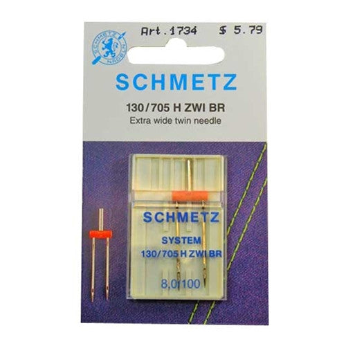 100/8.0 Schmetz Twin Needle in a Carded 1 pack