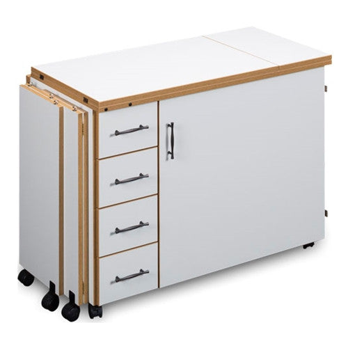 Quilters Dream Sewing Cabinet in White with Oak Trim