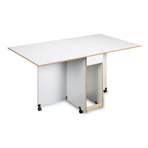Assembled Cutting and Craft Table in White with Oak Trim