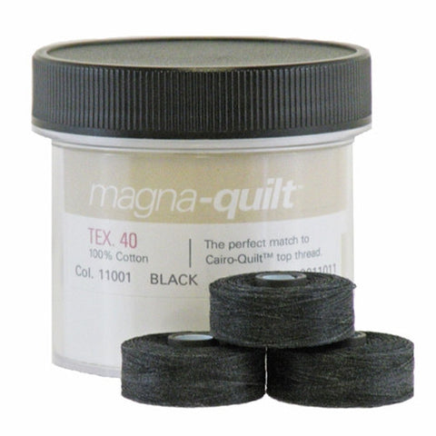 Magna-Quilt Class M Cotton Bobbin in Black, Jar of 10
