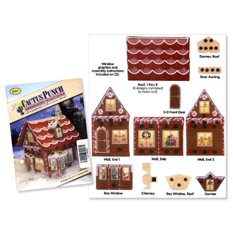 3D Gingerbread House Embroidery CD by Cactus Punch