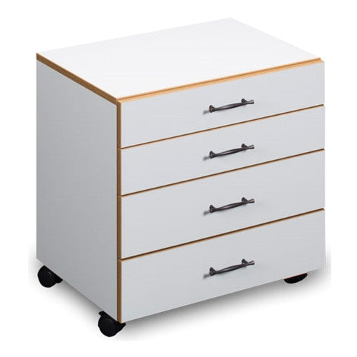 Sylvia Four Drawer Storage Chest in White with Oak Trim