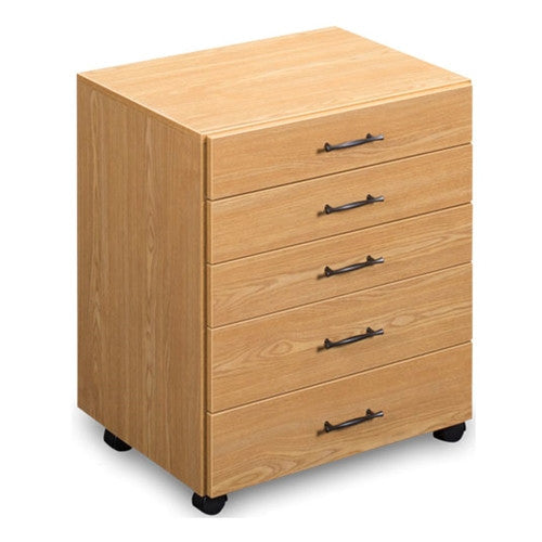 Roll About 5 Drawer Storage Chest in Castle Oak