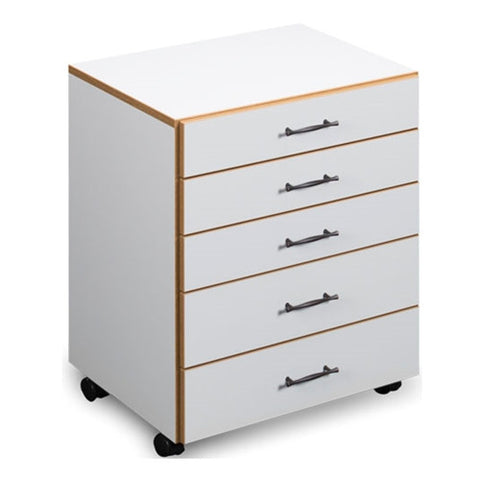 Roll About 5 Drawer Storage Chest in White