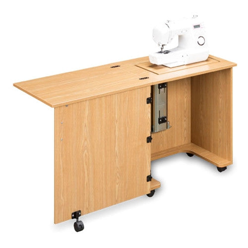 Compact Sewing Machine Cabinet in Castle Oak