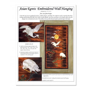 Asian Egrets Embroidered Wall Hanging CD by Susa Glenn