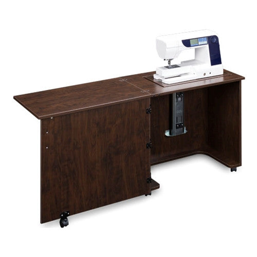 Compact Quality Sewing Machine Cabinet in Brown Pearwood