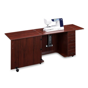 Sewing Machine Desk with 4 Drawers in Mahogany