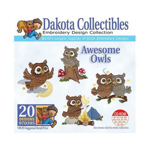 Dakota Collectibles Awesome Owls Embroidery Design CD