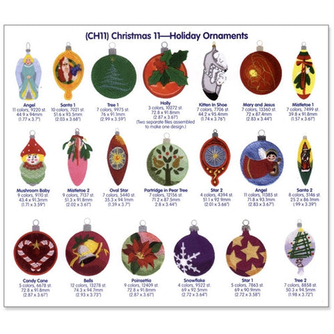 Holiday Ornaments Embroidery CD by Cactus Punch
