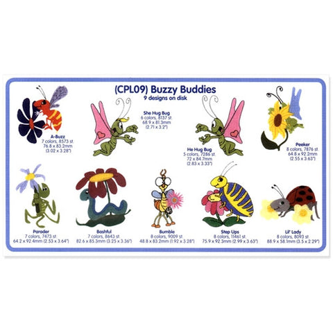 Buzzy Buddies Embroidery CD by Cactus Punch