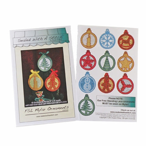 FSL Mylar Christmas Ornaments 4" x 4" Designs