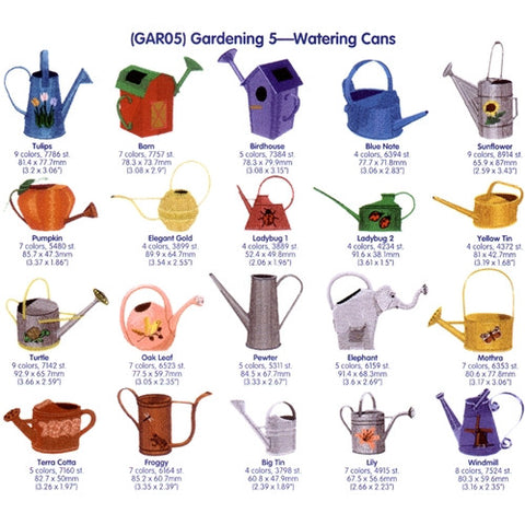 Garden Watering Cans Embroidery CD by Cactus Punch